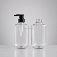 Bouteilles distributrices Boston en PET de 500 ml, vides, transparentes, pour shampoing, après-shampoing, lotion corporelle, avec pompe noire pour hôtel