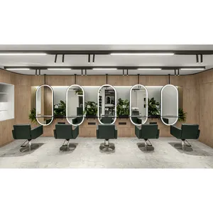 Modern Beauty Salon Equipment Hair Salon Barber Chair Antique Leather Seat Furniture With Shop Design