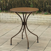 Table d'extérieur carrée, couleur blanc/noir/champagne, modèle S60, café, salle à manger décontractée, mobilier d'extérieur en fer forgé