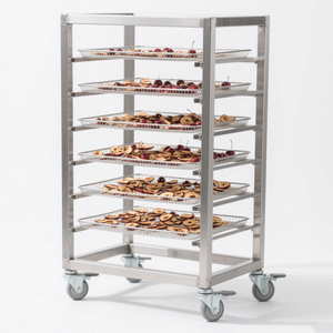 Chariot de support de refroidissement de cuisson robuste en acier inoxydable-Support de plateau multicouche mobile et chariot de séchage des aliments pour les cuisines centrales - Product Image 1