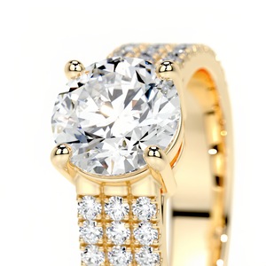 Anillo de Moissanita Pavé de 2ct, Redondo y de Triple Hilera, Plata de Ley 925, Chapado en Oro de 18k, Anillos Finos, Joyería de Moissanita D VVS1 para <span class=keywords><strong>Mujer</strong></span> - Product Image 3