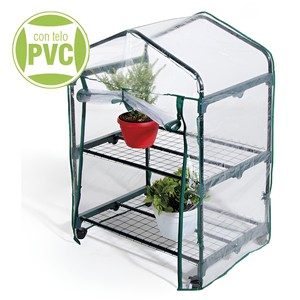 Serre en métal à 2 étagères avec couverture en PVC 69x49 H. 92CM - Product Image 1