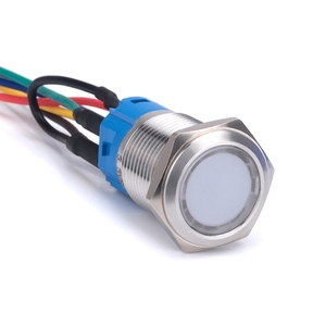 16mm thép không gỉ Đầy đủ nút chiếu sáng LED phẳng đầu tròn kim loại nút nhấn 1no1nc tự chốt/nút tự quay trở lại - Product Image 1