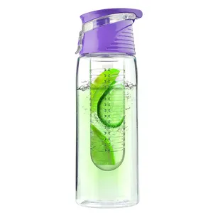 Infusore di frutta bevanda carina bottiglia di acqua di plastica bottiglia di acqua di plastica all'ingrosso sport per ragazze stock per acqua da 700 ml