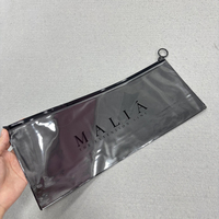 Bolsa de embalaje de extensiones de pelo de PVC personalizada, bolsa con cremallera esmerilada negra con logotipo personalizado, embalaje para mechones de pelo de pelucas