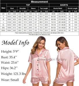 Logo personnalisé Ensemble de pyjamas en <span class=keywords><strong>satin</strong></span> de soie pour femmes Vêtements de nuit à manches courtes Haut boutonné et short Vêtements de détente Ensemble de pyjama 2 pièces - Product Image 6