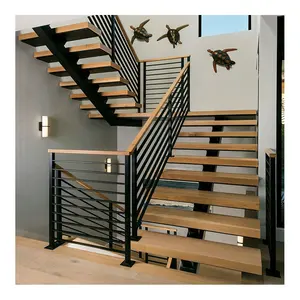 热销地下室楼梯DIY简易安装梁板单纵梁金属栏杆复式别墅楼梯