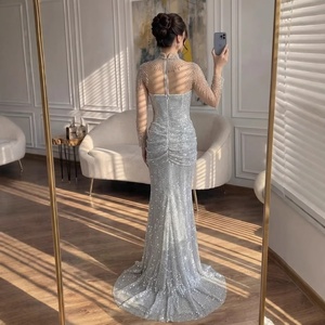 Serene Hill LA73167 Vestido <span class=keywords><strong>de</strong></span> Noche <span class=keywords><strong>de</strong></span> Alta Gama con Cuentas Plateadas, Cuello Alto, Manga Larga, Estilo Sirena, Vestido <span class=keywords><strong>de</strong></span> <span class=keywords><strong>Fiesta</strong></span> <span class=keywords><strong>de</strong></span> Lujo para Mujer 2026 - Product Image 5
