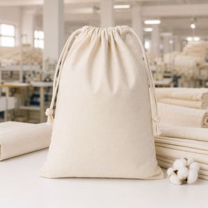 Bolsa de Algodón Puro Natural con Cordón, Ecológica, Reutilizable, Lavable, Libre de Formaldehído, para Almacenamiento de Productos para la Piel, Bolsa de Regalo - Product Image 2