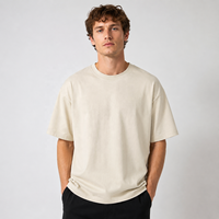 T-shirt décontracté streetwear pour homme, coupe ajustée, col arrière, épaules tombantes, avec logo personnalisé brodé et imprimé