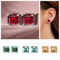 Asscher Cut GRA Moissanite Jewelry S925 Silver 4Prong Stud Boucles d'oreilles Classic Gift for Women in Gold/Silver in Stock