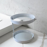 Plateau de rangement rotatif en métal pour miroir de maquillage, plateau de rangement double couche en marbre blanc moderne, organisateur de bureau pour salon et maison