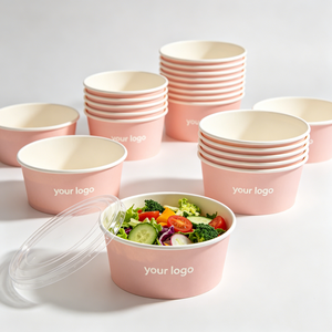 Custom Round Disposable Salad Paper Bowls Food <b>Container</b> Paper 500ml Takeway Salad Food Ramen Packing <b>Container</b> with Your logo - Product Image 1