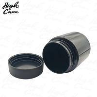 Bocaux en plastique PET noirs brillants avec protection UV, 1oz, 2oz, 3oz, 4oz, couvercle résistant aux enfants, joint hermétique, étiquettes personnalisées