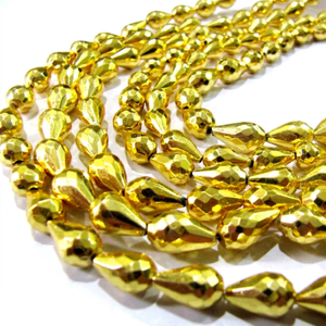 Perles de pyrite dorée naturelle, forme goutte, percées sur le long, 8 pouces - Product Image 1