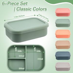 Lonchera Bento Rectangular Grande de Silicona con 2 Compartimentos, Apta para Microondas, Libre de BPA, Calentable, para Niños - Product Image 2