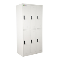 Armoire à vêtements en métal à 6 portes Armoire de rangement pour salle de sport et école Armoire en acier inoxydable