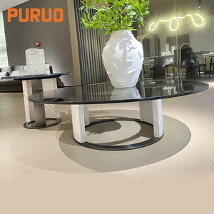 Mesa Auxiliar de Estilo Europeo para Apartamento, Muebles para el Hogar, Mesa de Centro Redonda de Vidrio Templado y Acero Inoxidable - Product Image 4
