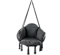 Chaise suspendue de patio moderne XLL en coton synthétique et corde, avec structure en fer et acier, capacité 300 LBS, mobilier d'extérieur