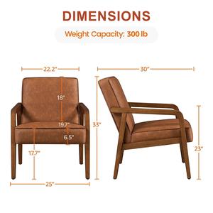 Sillón de Diseño Moderno de Mediados de Siglo, Color Marrón, <span class=keywords><strong>Individual</strong></span>, para Sala de Estar, Estilo Nórdico, Acogedor, de Tela, Cuero y Madera - Product Image 6