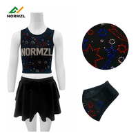 Maßgefertigte Sublimations-Strass-Cheerleader-Trainingskleidung Schwarzes Tanktop und Shorts Tanztrainingskleidung