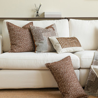 Housse de coussin géométrique moderne en patchwork - Housse de coussin décorative texturée de luxe couleur caramel - Housse de coussin tissée pour canapé