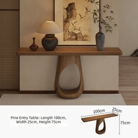 Table console moderne en bois massif Tenghang avec base sculpturale creuse pour l'entrée, le salon, décoration de meubles