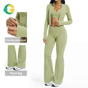 Conjuntos Deportivos para Mujer, 6 Piezas, Chaqueta de Manga Larga, Top de Spandex, <span class=keywords><strong>Leggings</strong></span>, Ropa de Gimnasio de Alta Calidad, Resistente a Sentadillas, Logotipo Personalizado - Product Image 3