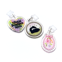 Breloque de téléphone en acrylique avec impression double face motif Oie Mignonne et Fleur, et bouchon anti-poussière décoratif pour téléphones de filles