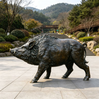 Statue d'art animal personnalisable, sculpture réaliste en bronze pour jardin extérieur, statue de sanglier