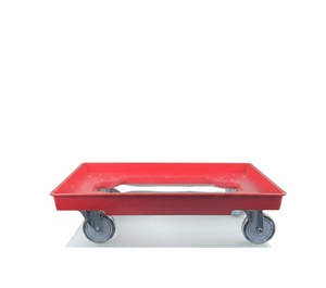 <b>Plastic</b> Dough Box Trolley with Extra Heavy Duty Caster Wheels for Pizza Dough Storage Red Bakery Dolly - Product Image 1