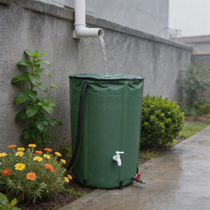 Baril de collecte d'eau de pluie pliable 100L, réservoir d'eau de jardin portable avec <span class=keywords><strong>robinet</strong></span> et trop-plein - Product Image 3