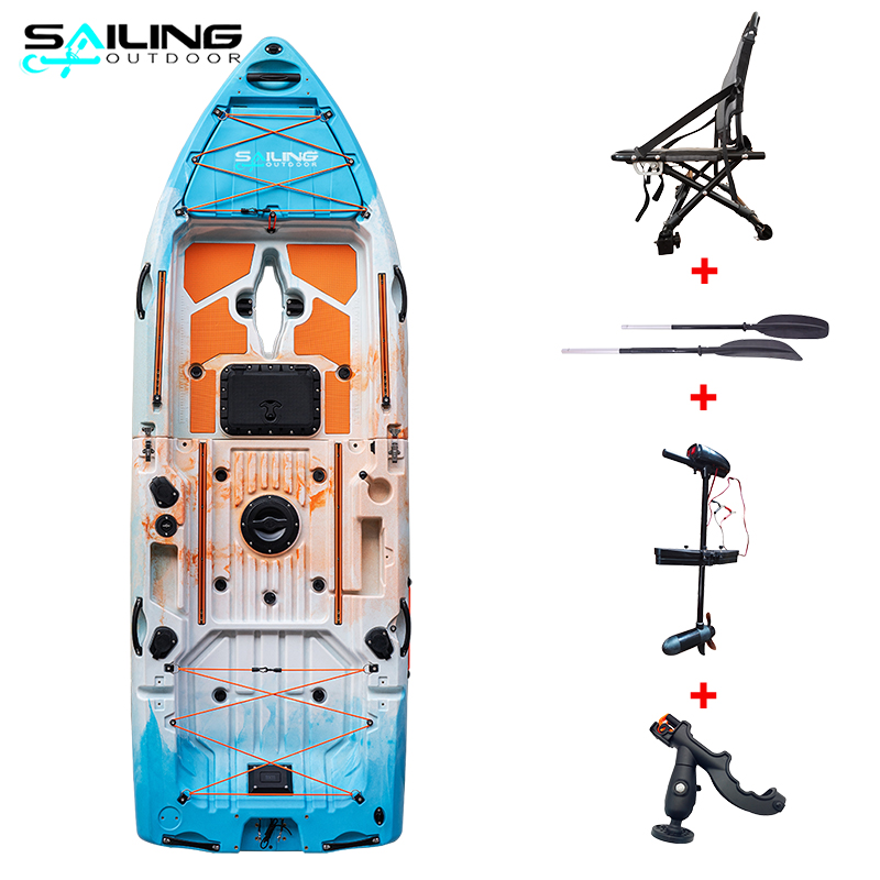 Kayak+silla elevadora+motor de 18 lb+soporte para caña+remo - Colores mixtos