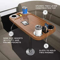 Table carrée pour bateau et yacht 18"x34" avec piétement amovible, porte-gobelets et supports pour téléphone, mobilier en plastique pour bateaux, pontons, VR et caravanes