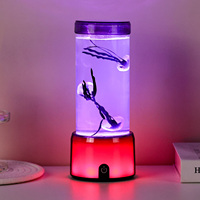 Nouvelle lampe de table en forme de méduse en plastique LED à changement de couleur romantique, ambiance élégante, commande par interrupteur, cadeau pour enfant, noir, coupe basse