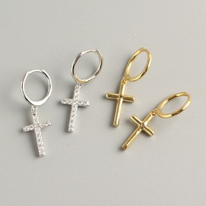 Pendentif croix en argent sterling 925 entièrement serti <span class=keywords><strong>de</strong></span> diamants, étanche et polyvalent, boucles d'oreilles superposables, religieuses, unisexe - Product Image 1