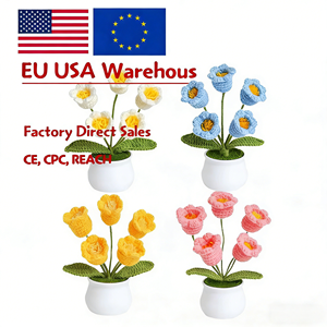 Kit de fleurs au <span class=keywords><strong>crochet</strong></span> en cachemire DIY, vente en gros d'usine, jouets au <span class=keywords><strong>crochet</strong></span> Amigurumi 4 pièces pour débutants, cadeau de remise de diplôme - Product Image 1