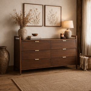 Commode de rangement en bois à 6 tiroirs, armoire de style moderne du milieu du siècle pour chambre à coucher, salon, salle à manger, meubles de maison - Product Image 6