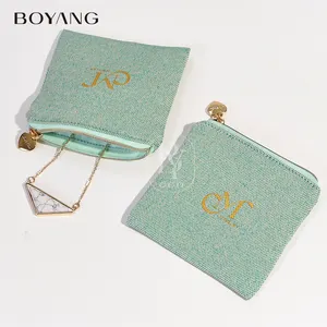 Boyang Custom Portable Luxury Necklace Earring Ring Bracelet Storage Pouch Cotton Travel Jewelry Storage Organizer Bag