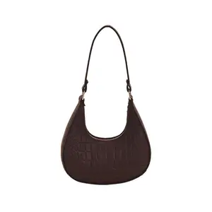 Best-Selling Ladies Shoulder Handbag Pure Color with Stone Pattern Fashionable Wholesale PU Lining Portable Leisure Bag