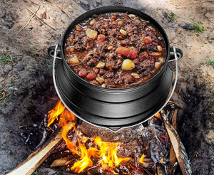 # Marmite africaine à 8 pots, 3 pieds, en fonte, pour ragoût, chaudron géant, ustensiles de cuisine pour le camping, les charbons, la cuisson au foyer - Product Image 5