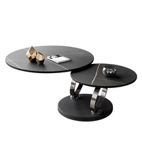Nouvelle table basse pivotante en acier inoxydable 2025 avec plateau en marbre, design européen moderne de luxe, meubles en pierre, styles multiples