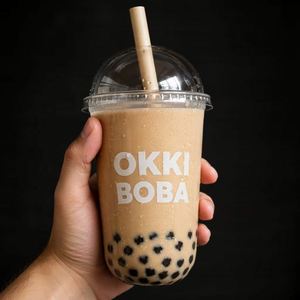 Wholesale Custom Logo 16oz 20oz Disposable PET <b>Plastic</b> <b>Cups</b> with U Shape Dome Lid for Bubble Boba Milk Tea Coffee Beverage - Product Image 1