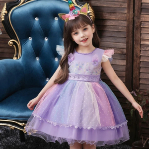Robe de princesse licorne pour fille, robe bouffante en tulle pour enfants, idéale pour les fêtes d'anniversaire et le cosplay d'Halloween - Product Image 1