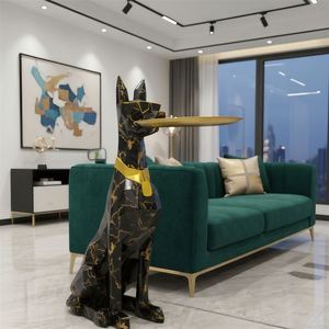 Large Light Resin Doberman Dog Butler Sculpture - Floor-Standing Home Decor - Product Image 1