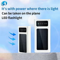 Banque d'alimentation solaire rechargeable 4-en-1 de haute qualité 20000 mAh avec lampe torche et câble USB intégré