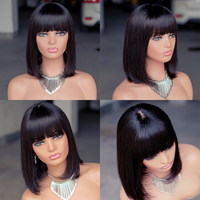 Perruque courte bob de 6 pouces, cheveux humains raides, lace frontale 13*1, pré-épilée, dentelle transparente, coupe courte pour femmes noires