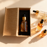 Flacon d'huile essentielle noir brillant avec bouchon compte-gouttes noir, fond antidérapant, 10 ml, 15 ml, 20 ml, boîte d'emballage personnalisable