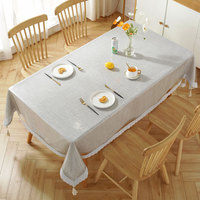 Syh337 protecteur de nappe en PVC imperméable transparent avec bord en dentelle protecteur de couverture de table en vinyle imperméable nappe en plastique