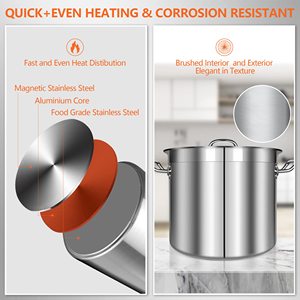 High Quality 3-ply Bottom Classic Stainless Steel Cooking <b>Pot</b> Stock <b>Pot</b> Soup <b>Pot</b> Gas & <b>Induction</b> Ready Premium Kitchen Tools - Product Image 4